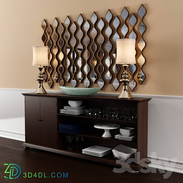 Sideboard Chest of drawer Dressers and lamps