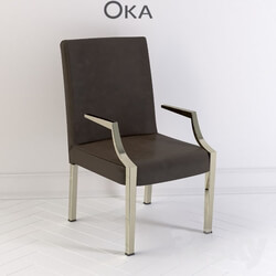 Chair - Oka Leather dining chair with arms 