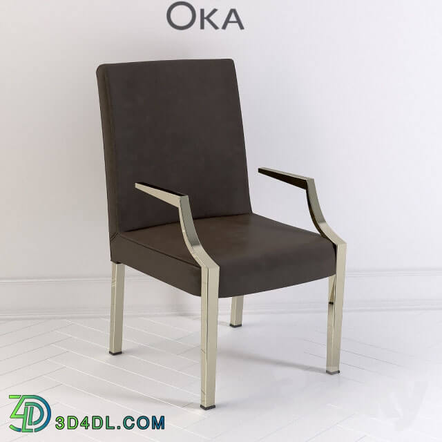 Chair - Oka Leather dining chair with arms