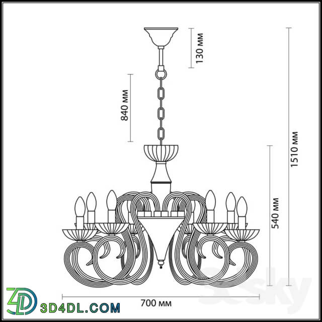 Ceiling light - Chandelier ODEON LIGHT 3932_8 ZEFIRO