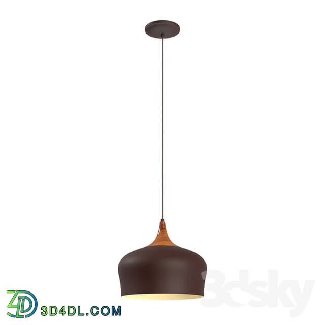 Ceiling light - 95385 Suspension OBREGON_ 1х60W _E27__ Ø350_ steel_ brown_ cream_ oak