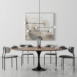Table _ Chair - Oval Tulip Dining Table 78 _walnut set 