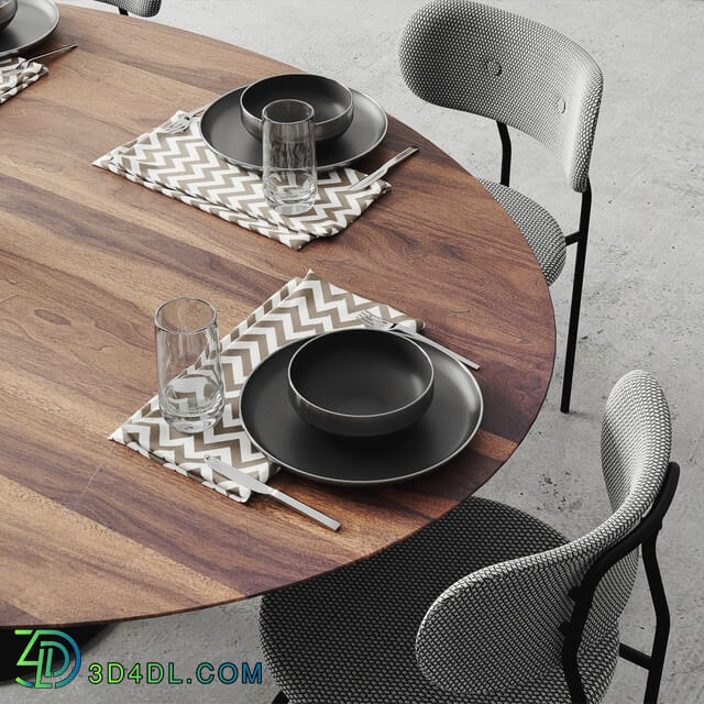 Table _ Chair - Oval Tulip Dining Table 78 _walnut set