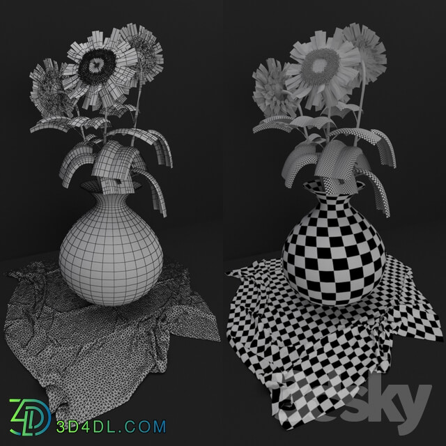 Bouquet - Decorative Sunflower and Vase