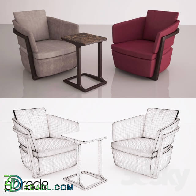Arm chair - Porada Arena Poltrona Armchair and table Script 45