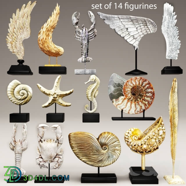 Decorative set - collection of 14 statues