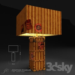Table lamp - Striped travel trunk style table lamp 