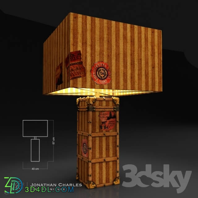 Table lamp - Striped travel trunk style table lamp