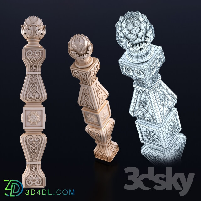 Staircase - Baluster pine cones