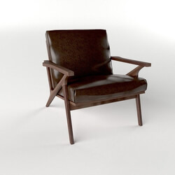 Arm chair - Cavett Leather Wood Frame Chair 