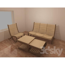 Bathroom furniture - Dere_nnyj sofa_ armchair_ table 