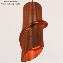 Ceiling light - Twisted Lasercut Wooden Lampshade 