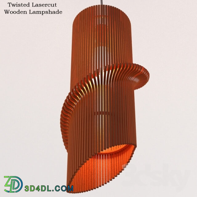 Ceiling light - Twisted Lasercut Wooden Lampshade