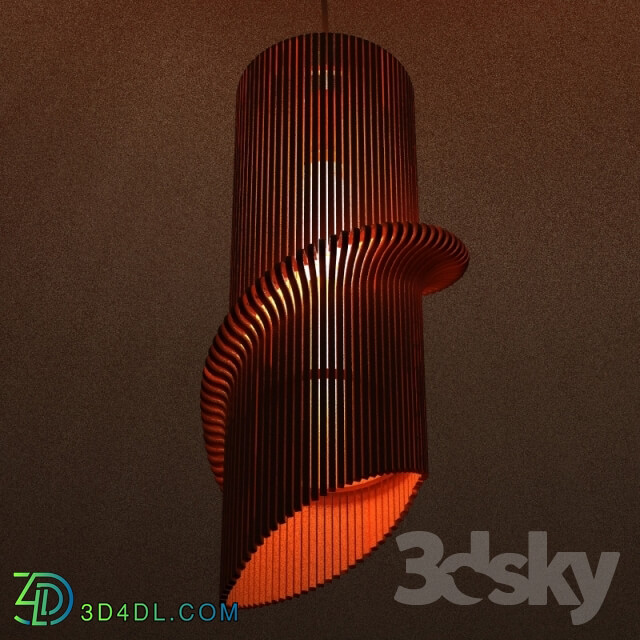 Ceiling light - Twisted Lasercut Wooden Lampshade