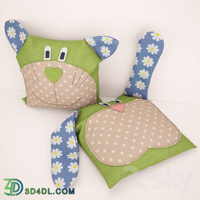 Miscellaneous - bunny pillow and teddy bear