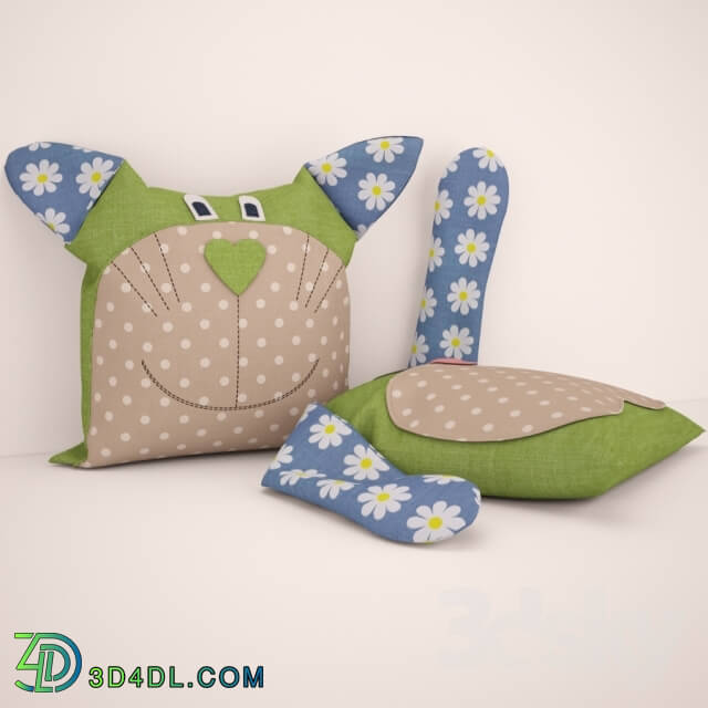 Miscellaneous - bunny pillow and teddy bear