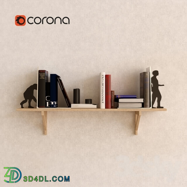 Decorative set - Wood shelf with books Set