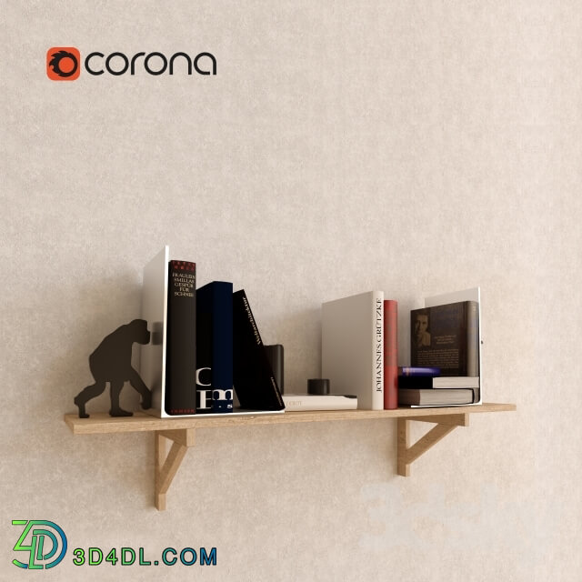 Decorative set - Wood shelf with books Set