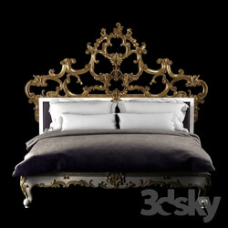 Bed - Venetian king gold decorated bed 