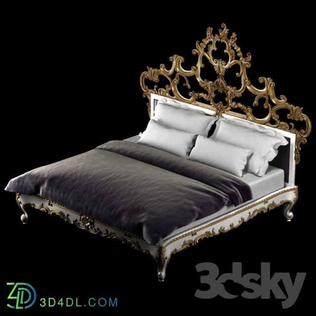 Bed - Venetian king gold decorated bed