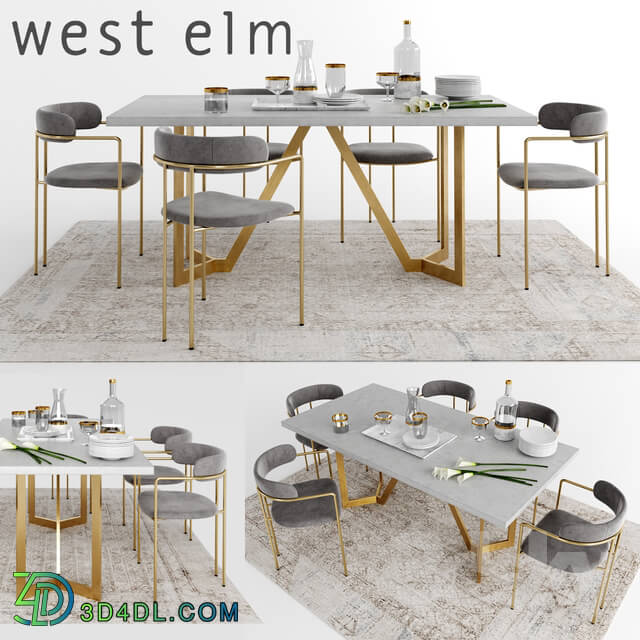 Table _ Chair - WEST ELM set 4