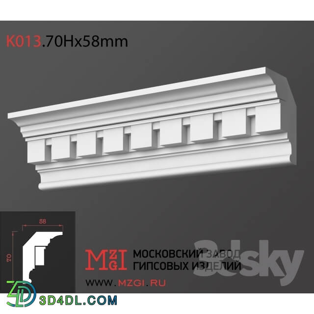 Decorative plaster - Cornices patterned plaster moldings K013.70Nx58mm