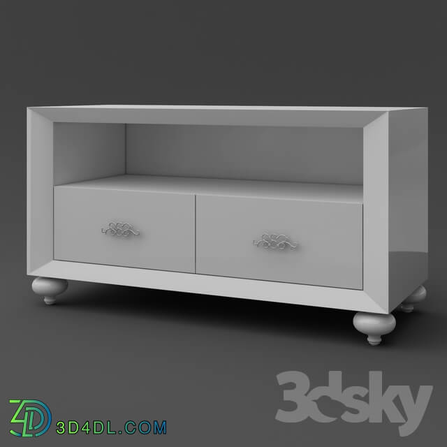 Sideboard _ Chest of drawer - OM Tumba for TV FratelliBarri PALERMO in finishing white shiny varnish_ FB.TV.PL.71