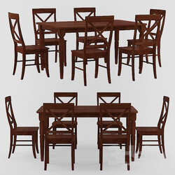 Table _ Chair - Brown Albury 7-Piece Cross Back Dining Set 