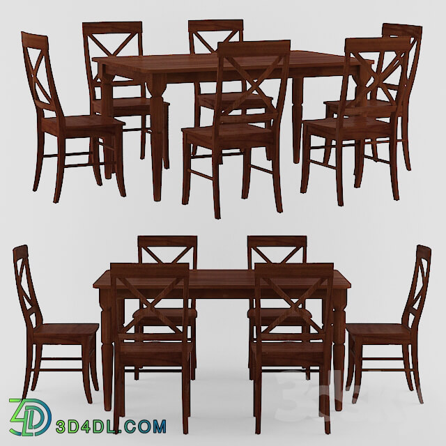 Table _ Chair - Brown Albury 7-Piece Cross Back Dining Set