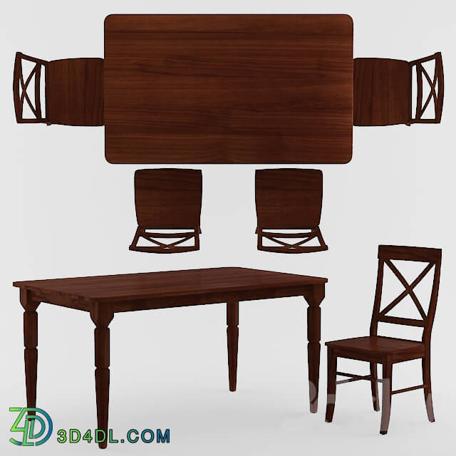 Table _ Chair - Brown Albury 7-Piece Cross Back Dining Set