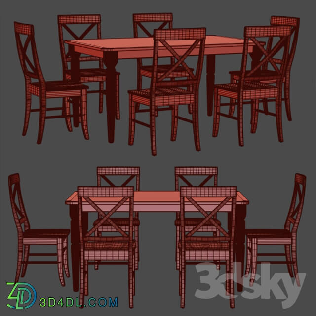 Table _ Chair - Brown Albury 7-Piece Cross Back Dining Set