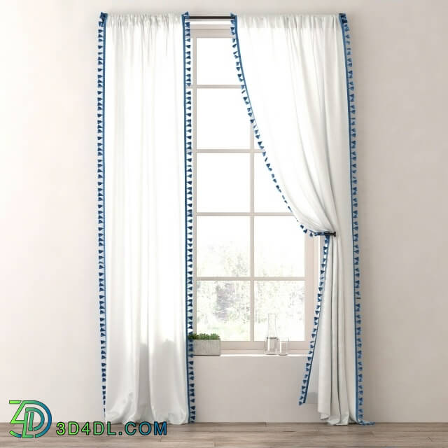 Curtain - RH _ TASSEL-TRIMMED VOILE DRAPERY PANEL