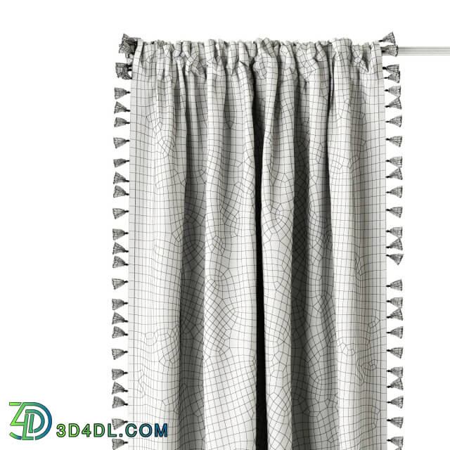 Curtain - RH _ TASSEL-TRIMMED VOILE DRAPERY PANEL