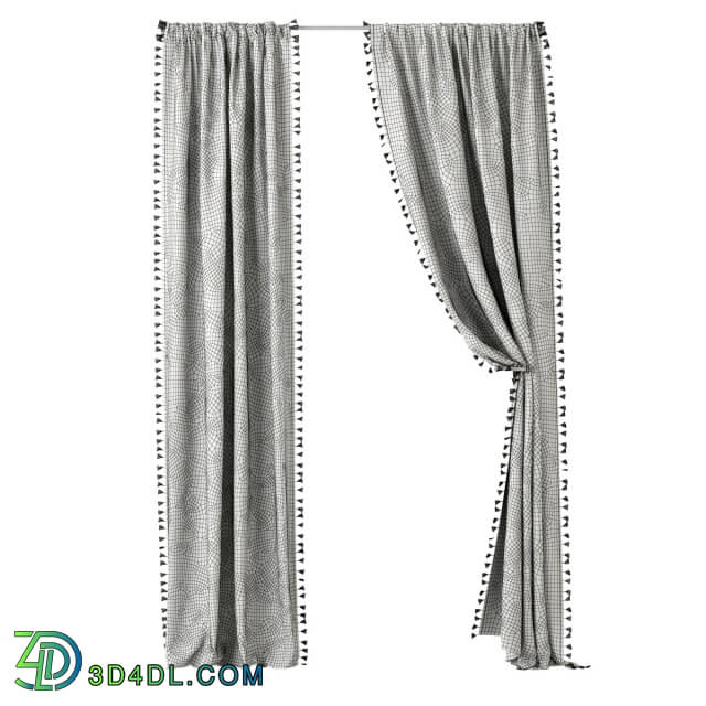 Curtain - RH _ TASSEL-TRIMMED VOILE DRAPERY PANEL