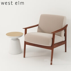 Arm chair - West Elm. Mid-Century Show Wood Upholstered Chair _ Martini Two Tone Side Table 