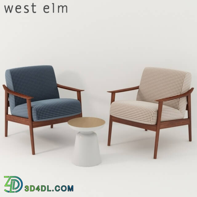 Arm chair - West Elm. Mid-Century Show Wood Upholstered Chair _ Martini Two Tone Side Table