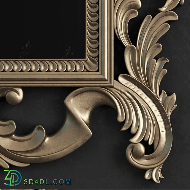 Mirror - Gold Rectangular Mirror Carving