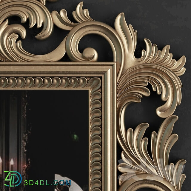 Mirror - Gold Rectangular Mirror Carving