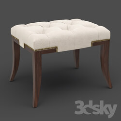 Other soft seating - OM Poof Fratelli Barri MESTRE in the finish of mahogany veneer _Mahogany C__ fabric light beige velor _Anyzo-01__ FB.ST.MES.149 