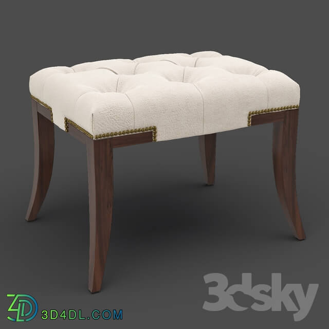 Other soft seating - OM Poof Fratelli Barri MESTRE in the finish of mahogany veneer _Mahogany C__ fabric light beige velor _Anyzo-01__ FB.ST.MES.149