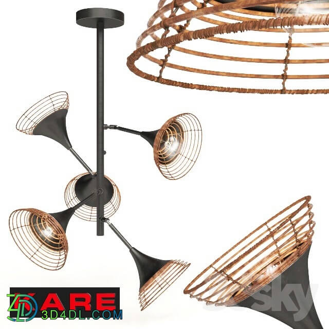 Ceiling light - Pendant Lamp Rattan 5-lite