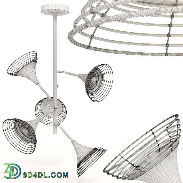 Ceiling light - Pendant Lamp Rattan 5-lite