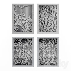 Frame - A set of paintings with patterns in metal style. 