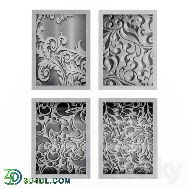 Frame - A set of paintings with patterns in metal style.