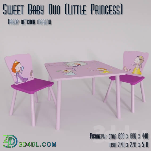 Table _ Chair - A set of children__39_s furniture Sweet Baby Duo _Little Princess_