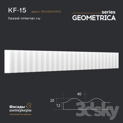 Decorative plaster - Gypsum frieze - KF-15. Dimensions _20x120x1000_. Exclusive decor series _Geometrica_. 