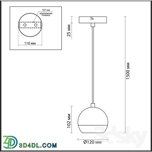 Ceiling light - Pendant light ODEON LIGHT 3801_1_ 3801 _ 1L CEMETA