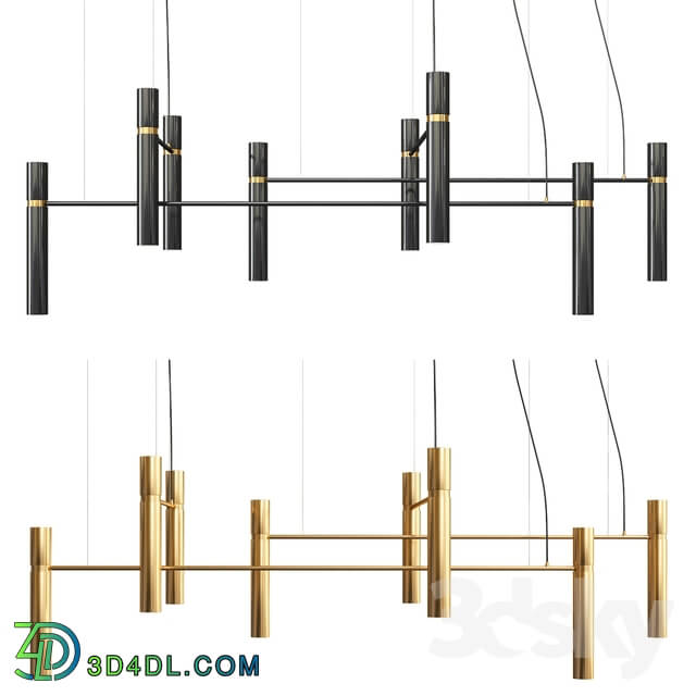 Ceiling light - PikArt Tube chandelier - Gold and Black