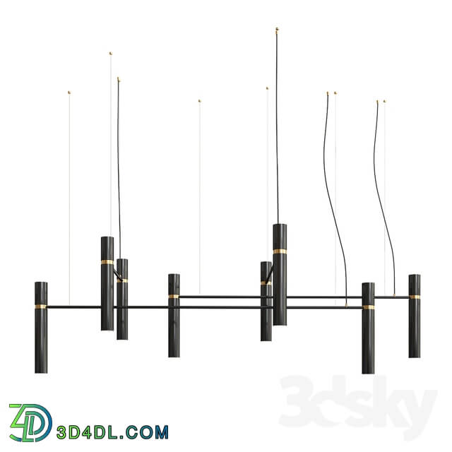 Ceiling light - PikArt Tube chandelier - Gold and Black