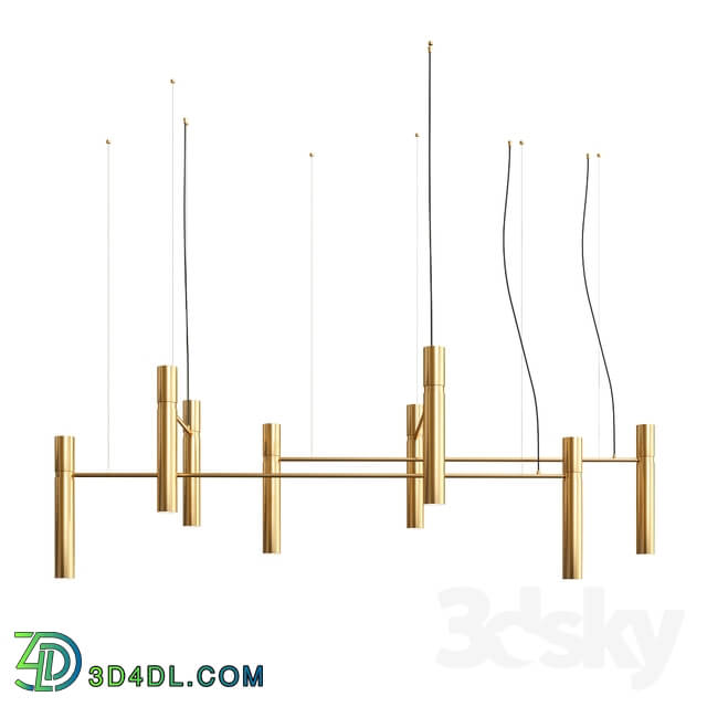 Ceiling light - PikArt Tube chandelier - Gold and Black